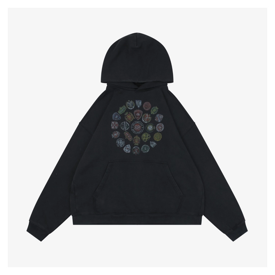 Balenciaga Multi-Badge Graphic Print Oversized Hoodie