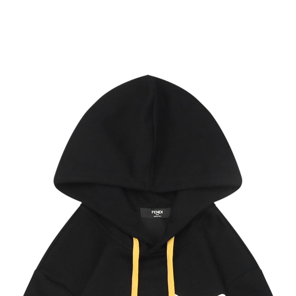 F Multicolor Monster Eyes Flocked Logo Hoodie Black