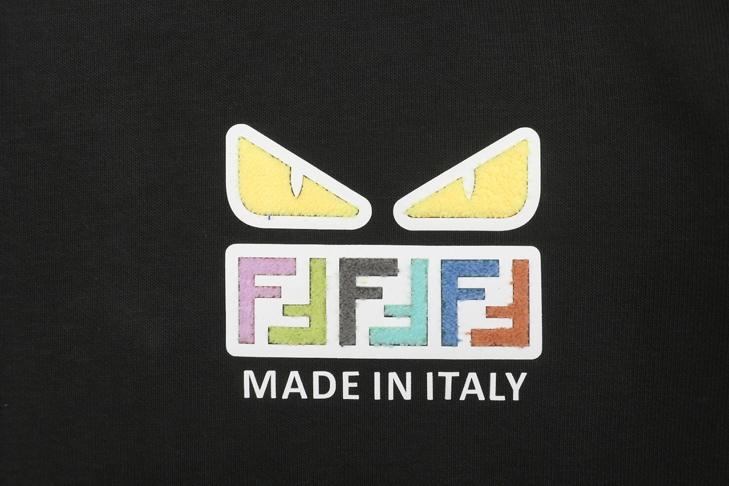 F Multicolor Monster Eyes Flocked Logo Hoodie Black Brand