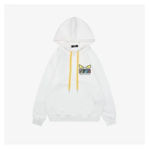 F Multicolor Monster Eyes Flocked Logo Hoodie White