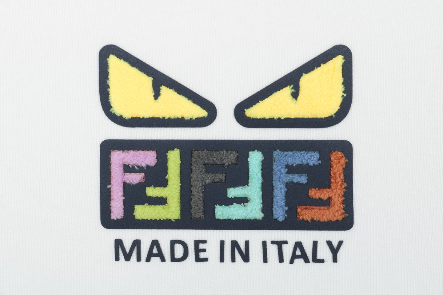 F Multicolor Monster Eyes Flocked Logo Hoodie White Brand