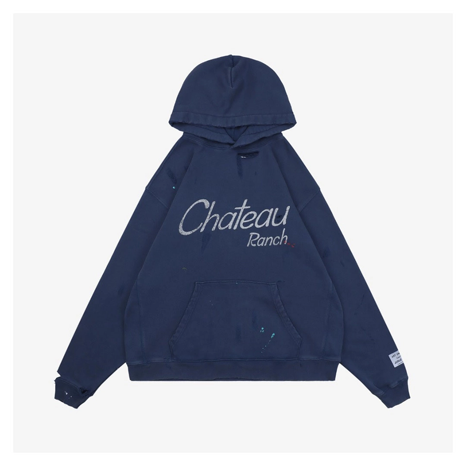 Gallery Dept Chateau Ranch Distressed Hoodie Blue Front view