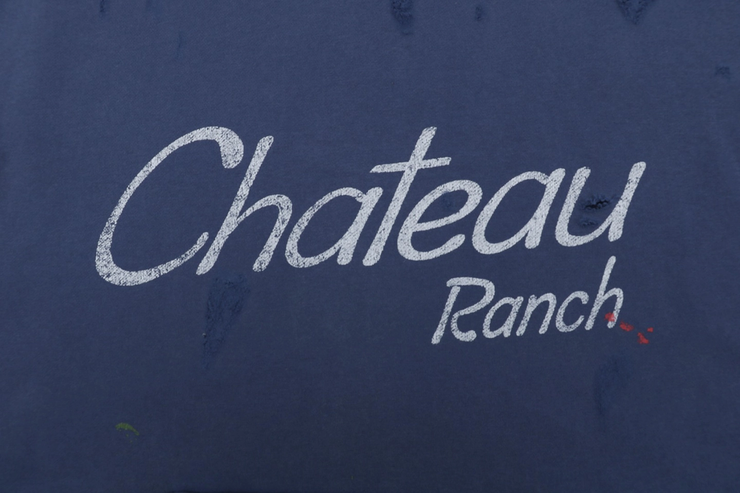 Gallery Dept Chateau Ranch Distressed Hoodie Blue Front Print