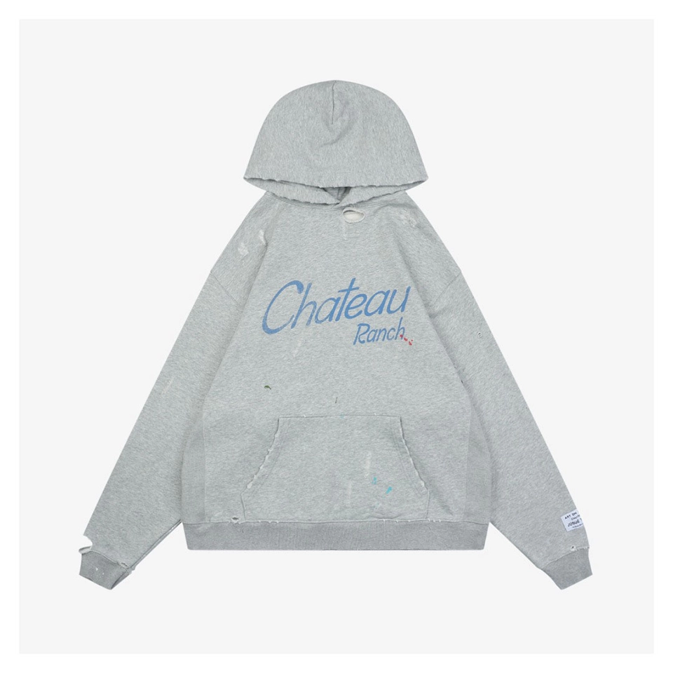 Gallery Dept Chateau Ranch Distressed Hoodie Grey Front view