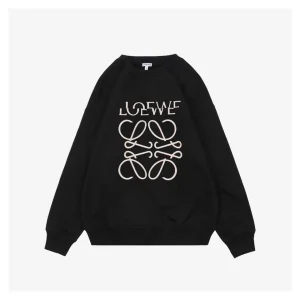 L Anagram Offset Embroidery Crewneck Sweatshirt Black Front view