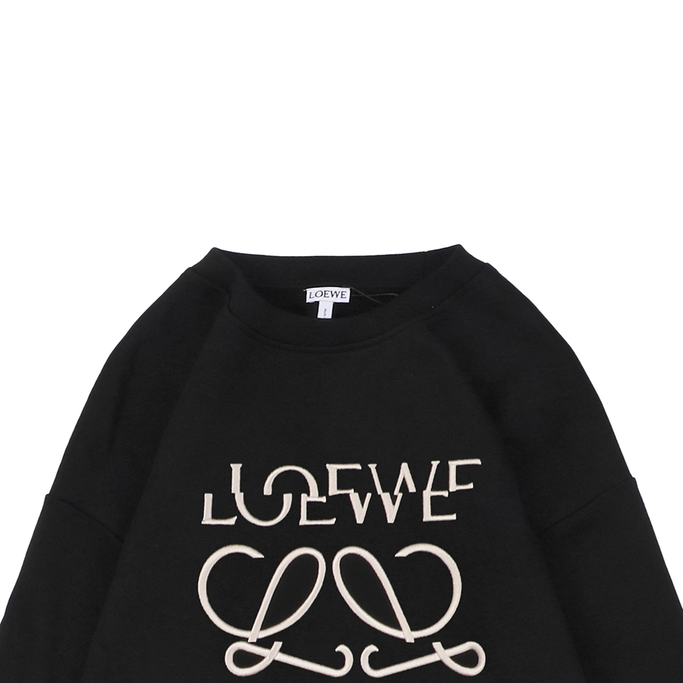 L Anagram Offset Embroidery Crewneck Sweatshirt Black