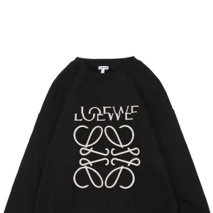 L Anagram Offset Embroidery Crewneck Sweatshirt Black