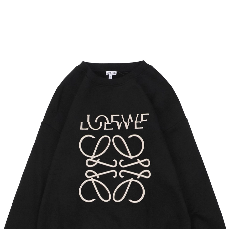 L Anagram Offset Embroidery Crewneck Sweatshirt Black