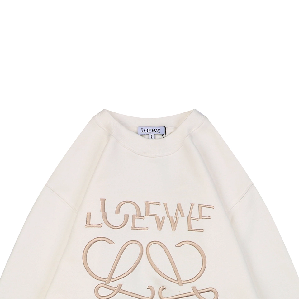 L Anagram Offset Embroidery Crewneck Sweatshirt White