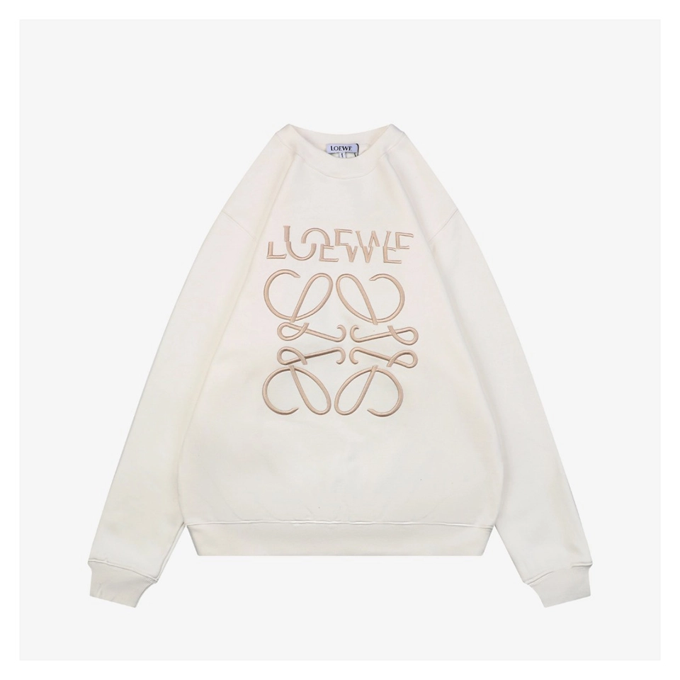 L Anagram Offset Embroidery Crewneck Sweatshirt White Front view