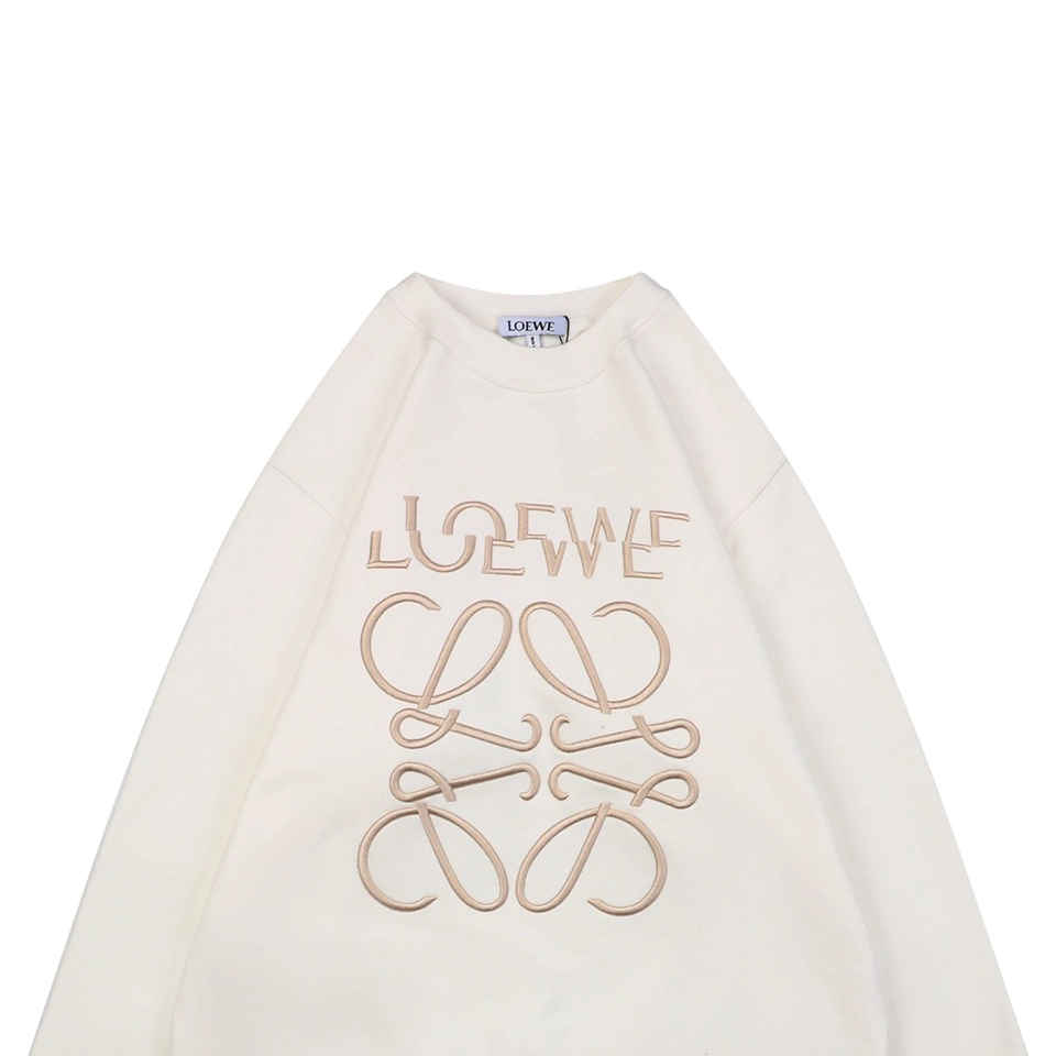 L Anagram Offset Embroidery Crewneck Sweatshirt White