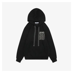 L Anagram Silicone & Towel Embroidered Hoodie Black Front view