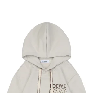 L Anagram Silicone & Towel Embroidered Hoodie White