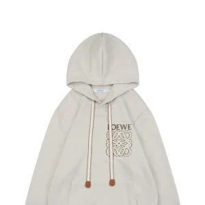 L Anagram Silicone & Towel Embroidered Hoodie White
