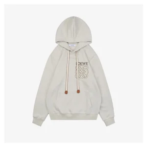 L Anagram Silicone & Towel Embroidered Hoodie White Front view