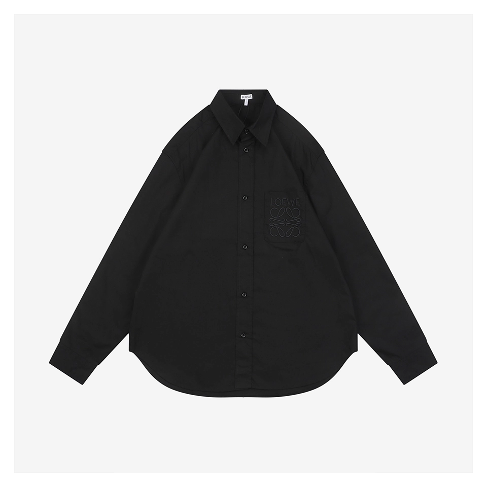 L Embroidered Anagram Logo Pocket Shirt Black Front view