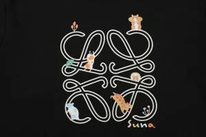 L Guinea Pig Puzzle Logo Embroidered Hoodie Black Front Brand Print