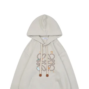 L Guinea Pig Puzzle Logo Embroidered Hoodie Beige