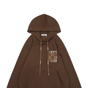 Loewe Anagram Grid Rubber Print Hoodie Brown