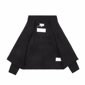 Maison Margiela N°54 Heavyweight Ribbed Zip-Up Cardigan with Signature Four-Stitches Black Lining