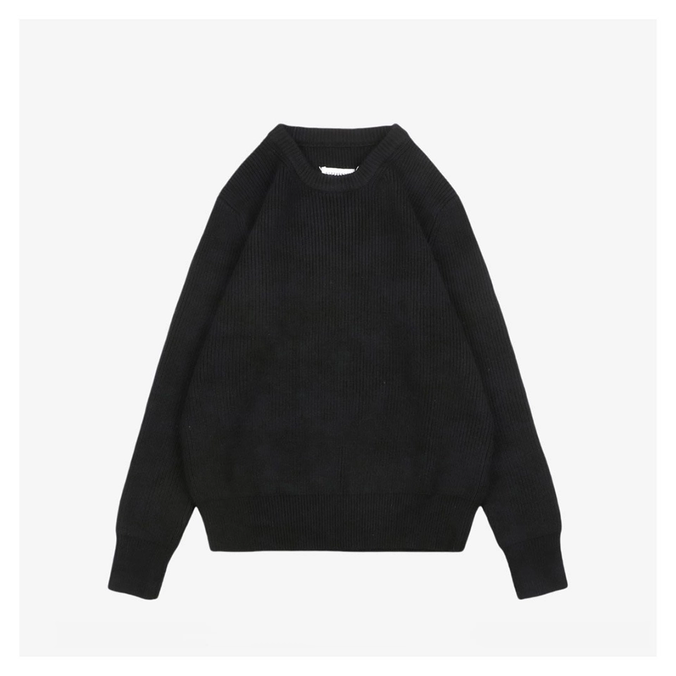 Maison Margiela Signature Four-Stitches Knit Sweater Black Front view