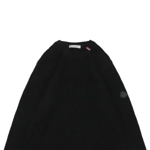Moncler Arm Patch Crewneck Wool Sweater Black