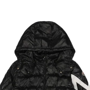 Moncler Chevron-Stripe Detachable Hood Down Jacket