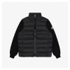 Mxxcler Hybrid Knit-Sleeve Lightweight Puffer Jacket (Black/White)