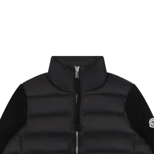 Moncler Hybrid Knit-Sleeve Lightweight Puffer Jacket Black