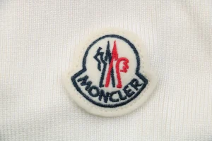 Moncler Hybrid Knit-Sleeve Lightweight Puffer Jacket White Brand label