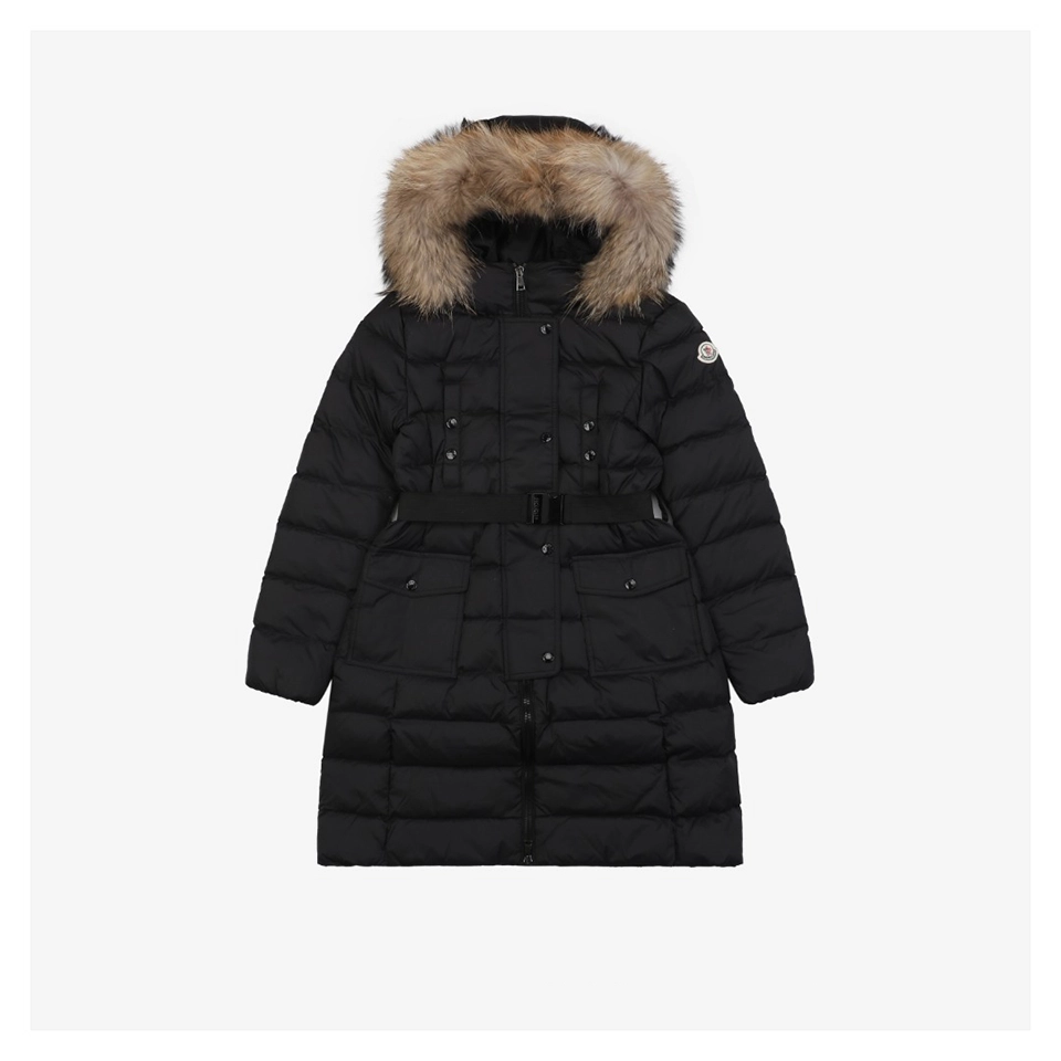 Moncler Khloe Belted Fur-Hooded Long Down Coat #MS-43