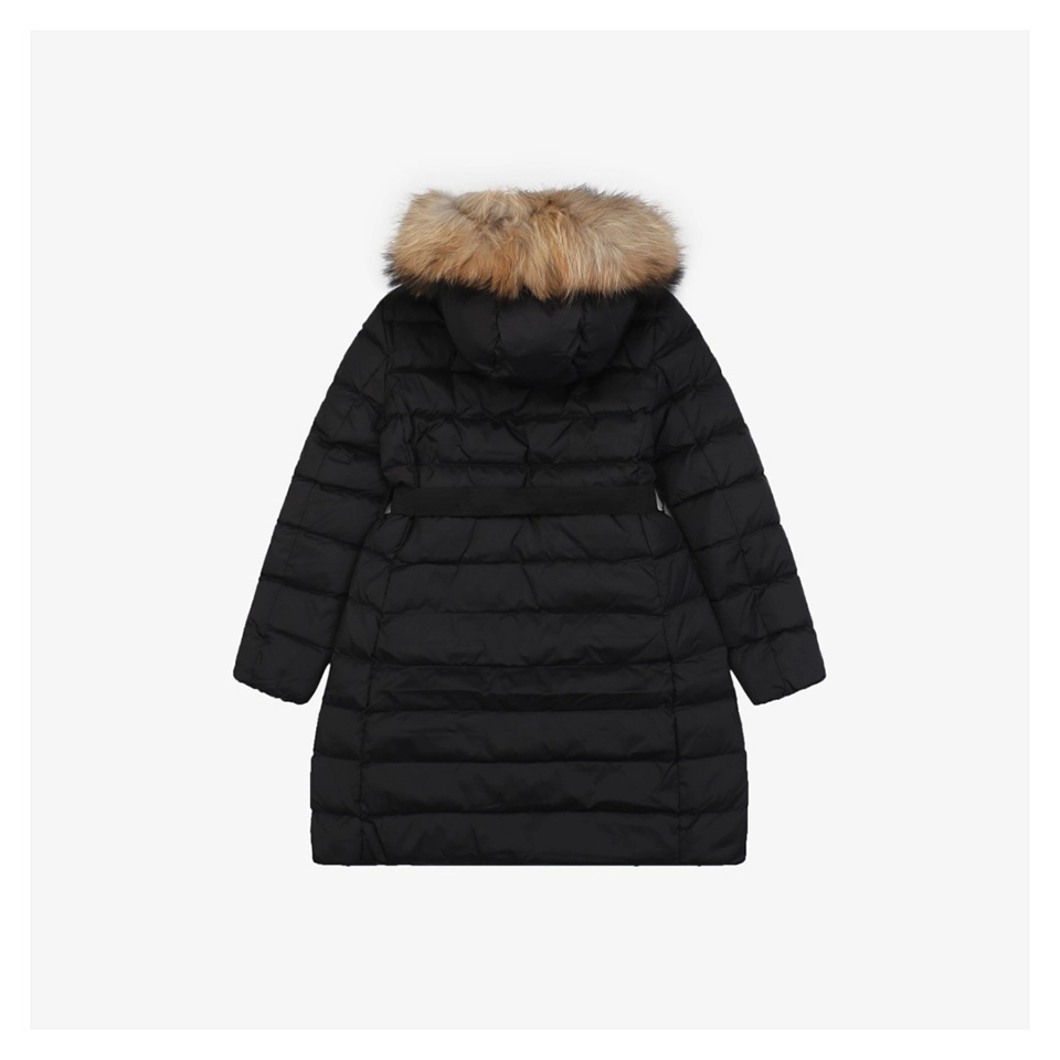 Moncler Khloe Belted Fur-Hooded Long Down Coat #MS-43 Back view