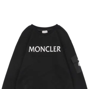Moncler Pocket Sleeve Logo Crewneck Sweatshirt Black