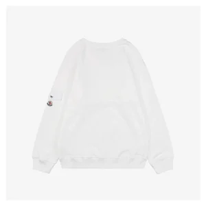 Moncler Pocket Sleeve Logo Crewneck Sweatshirt White Back view