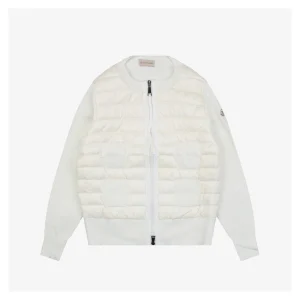 Mxxcler Four-Pocket Hybrid Down Cardigan #MS-L17 White Front view