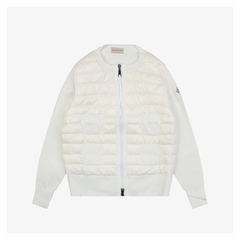 Mxxcler Four-Pocket Hybrid Down Cardigan #MS-L17 White Front view