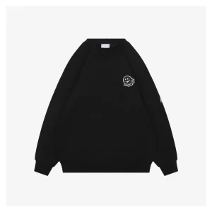 Mxxcler Ghost Patch Crewneck Sweatshirt Black Front view