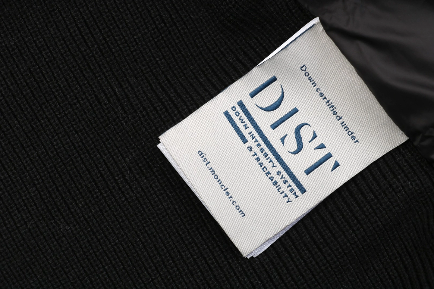 Mxxcler Knit-Sleeve Mixed Media Down Hoodie Jacket Black Wash label