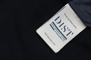 Mxxcler Knit-Sleeve Mixed Media Down Hoodie Jacket Navy Wash label