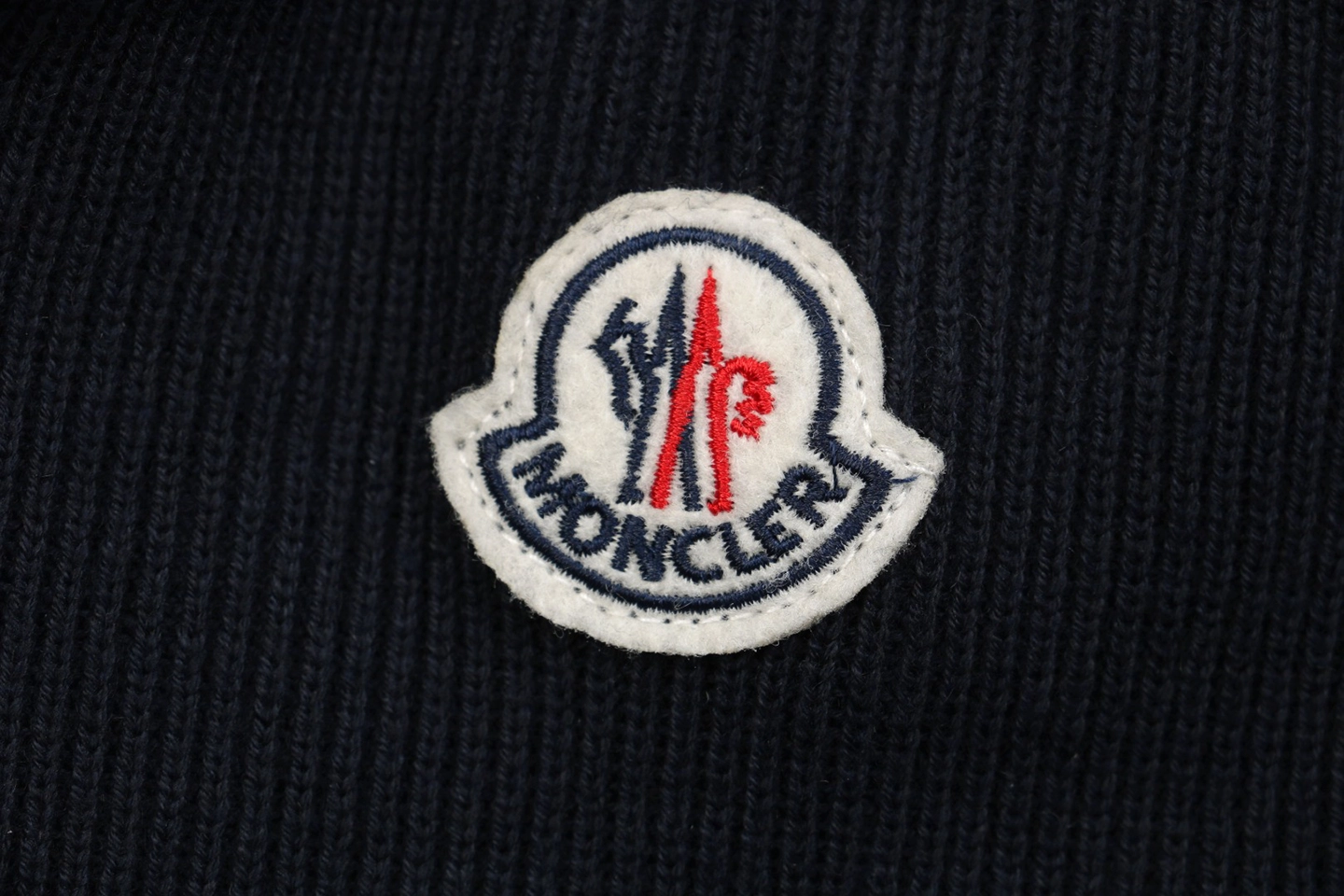 Mxxcler Knit-Sleeve Mixed Media Down Hoodie Jacket Navy Brand label