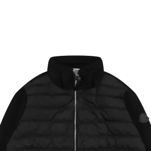 Mxxcler Leather-Trim Pocket Knit Down Jacket Black