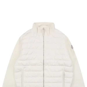 Mxxcler Leather-Trim Pocket Knit Down Jacket White