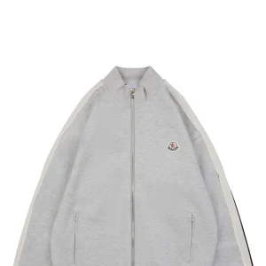 Mxxcler Side Stripe Logo Zip-Up Jacket Grey