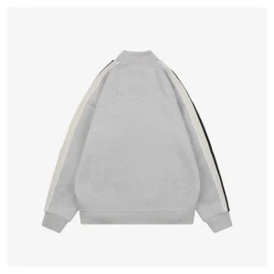 Mxxcler Side Stripe Logo Zip-Up Jacket Grey Back view