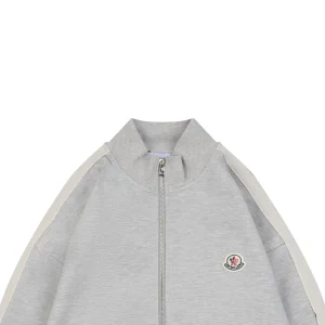 Mxxcler Side Stripe Logo Zip-Up Jacket Grey