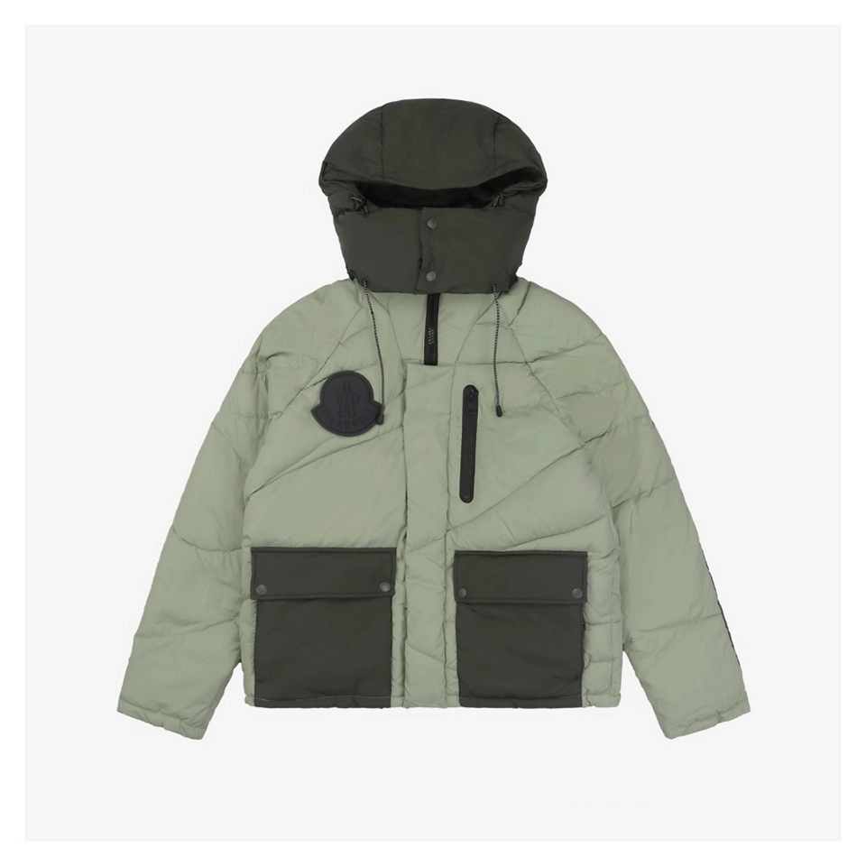 Mxxcler x Pharrell Williams Patchwork Utility Hooded Down Jacket Front view