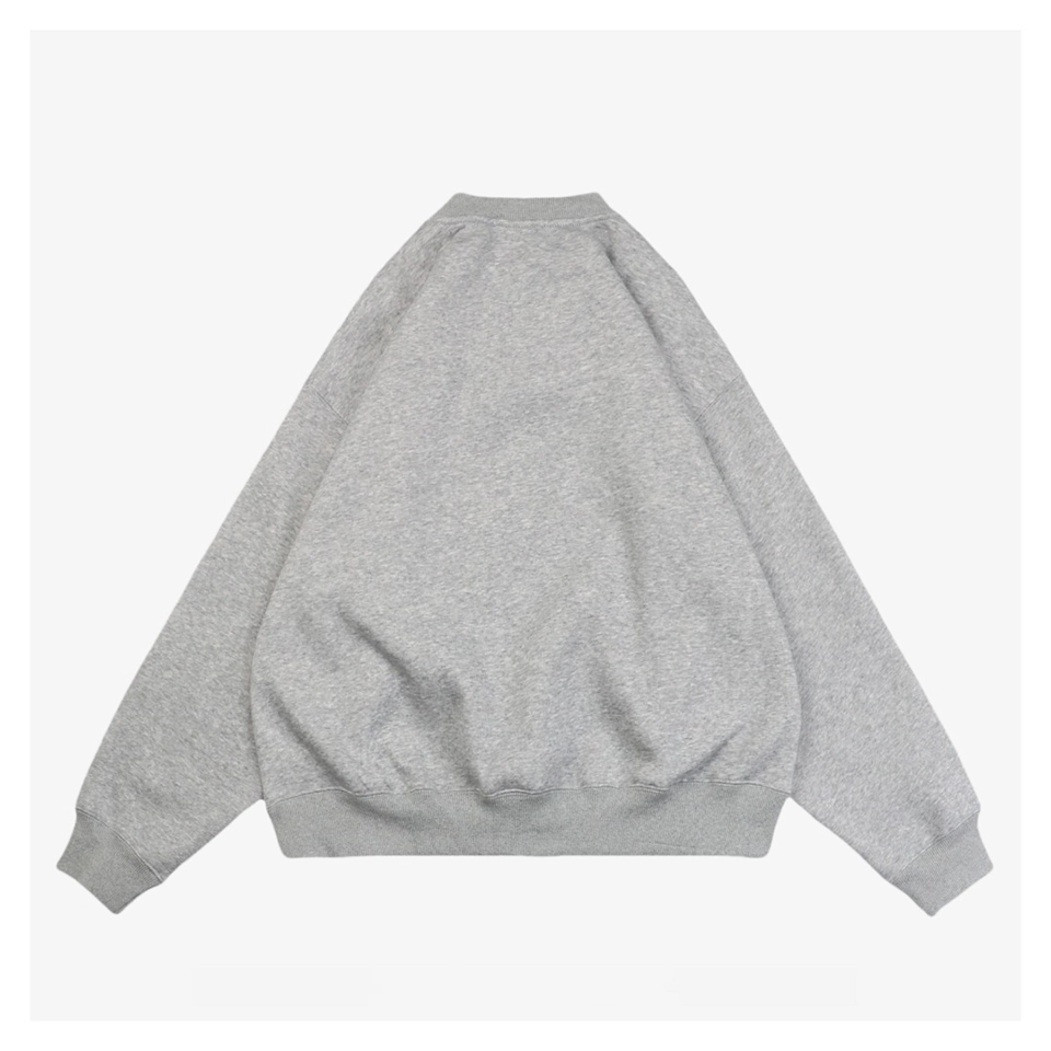 Nike x Stussy Box Logo Embroidered Fleece Crewneck Sweatshirt Grey Back view