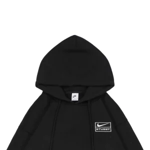 Nike x Stussy Box Logo Embroidered Fleece Hoodie Black