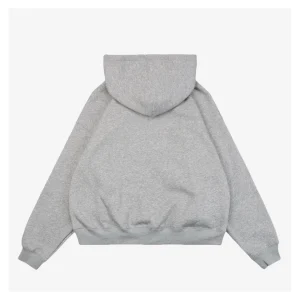 Nike x Stüssy Box Logo Embroidered Fleece-Lined Zip Hoodie Grey Back view