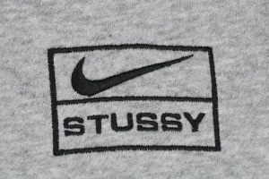 Nike x Stüssy Box Logo Embroidered Fleece-Lined Zip Hoodie Grey Brand